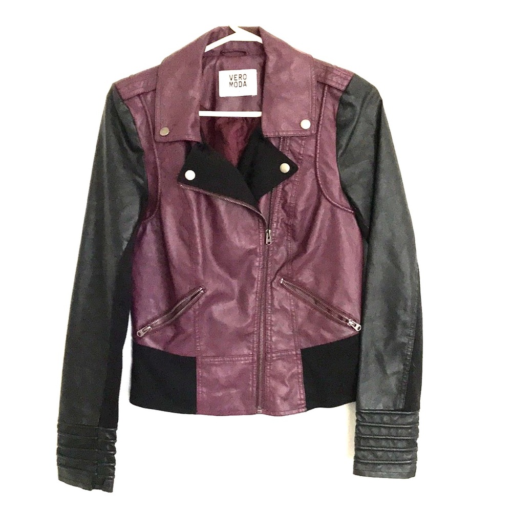 Faux leather moto jacket
